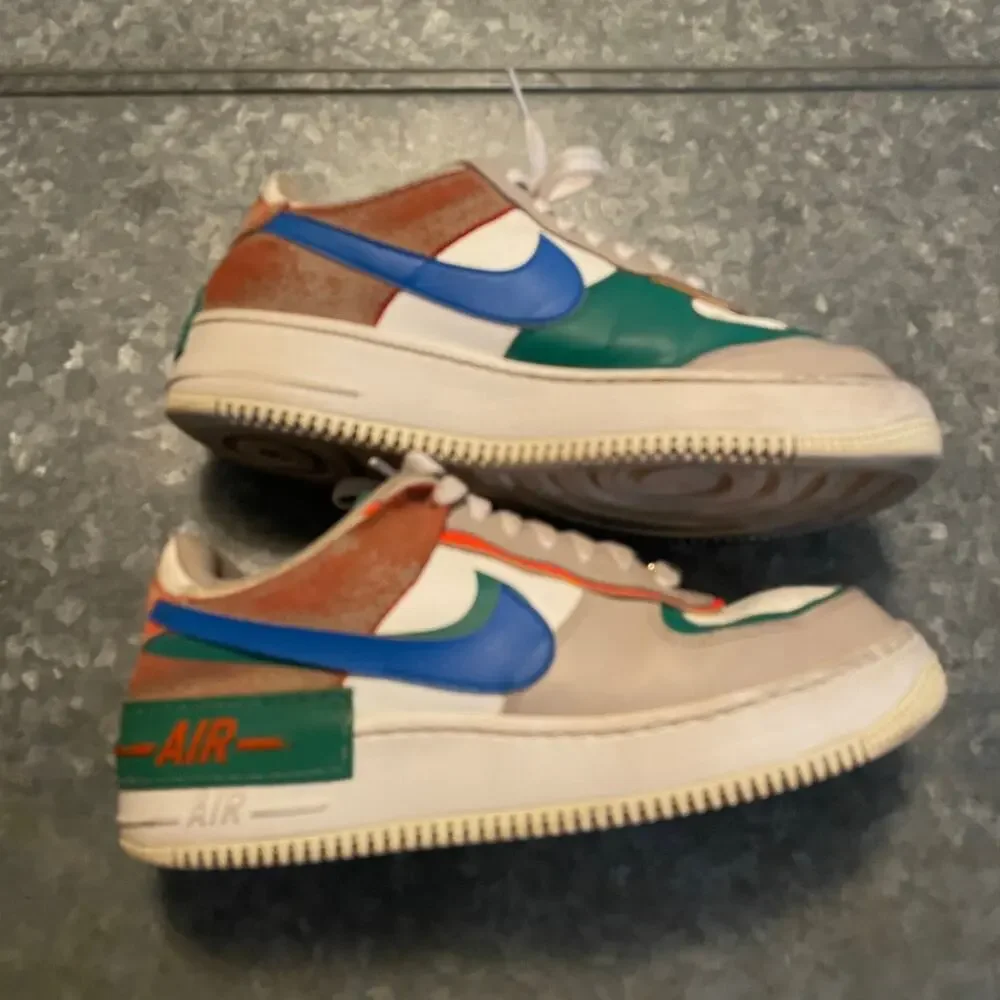 Nike Air Force 1 Low Shadow Sail Signal Blue Green Womens 10 Shoes Sneakers AF1